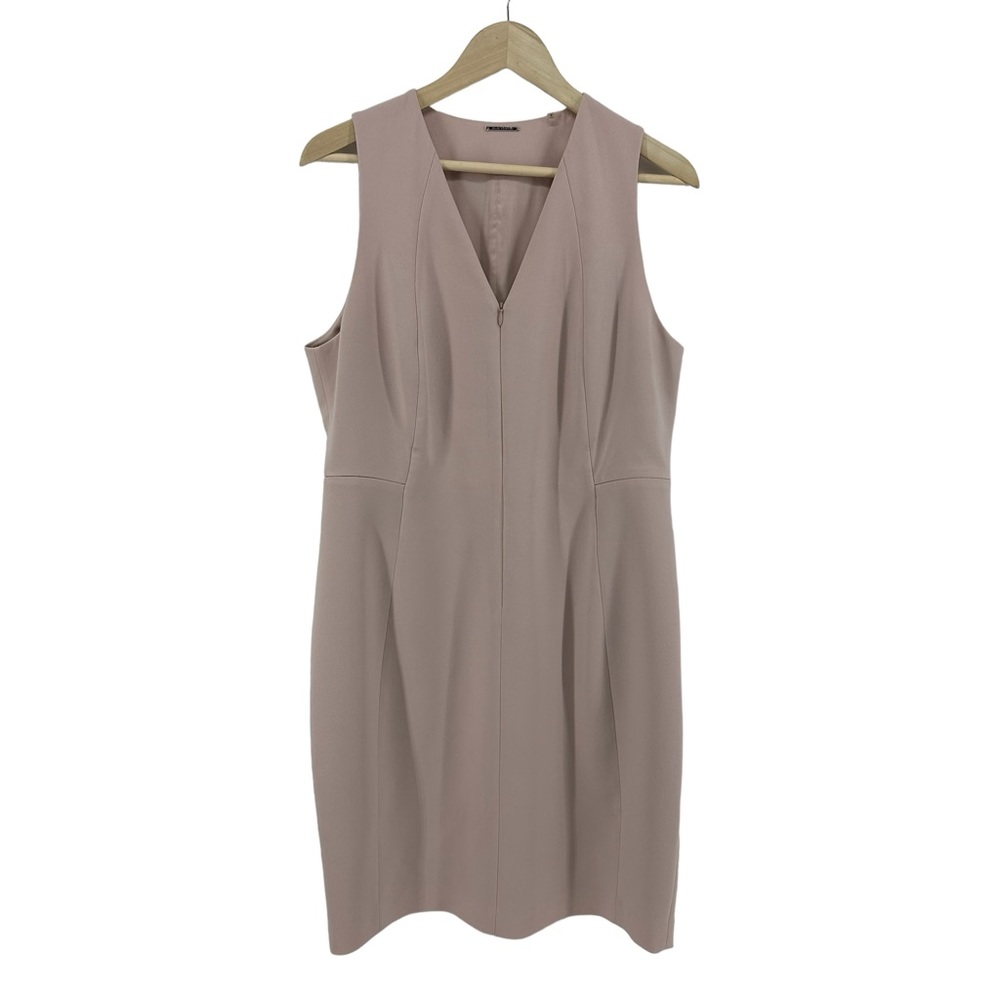Elie Tahari Blush Pink Shift Dress Front Zip